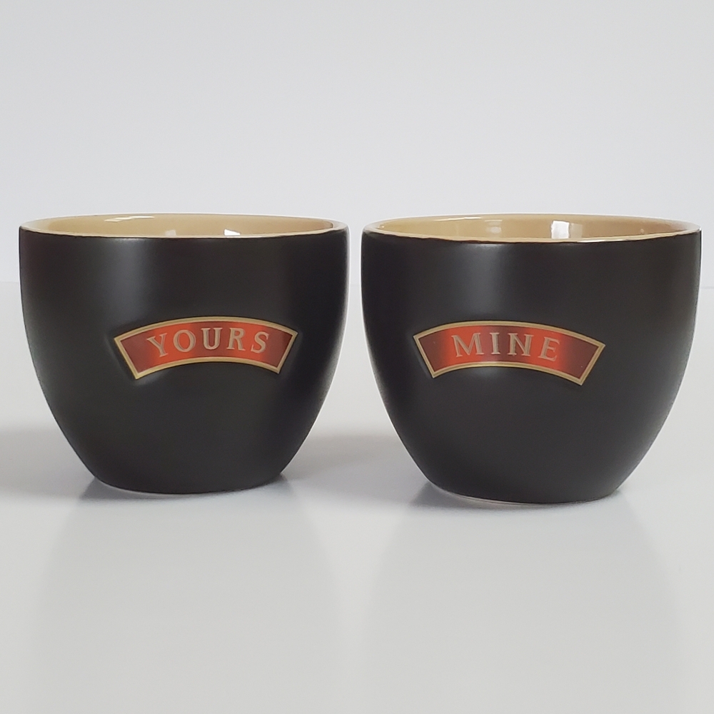 Set of 2 Bailey's Irish Cream Ceramic Bowls Mugs Cups Yours and Mine